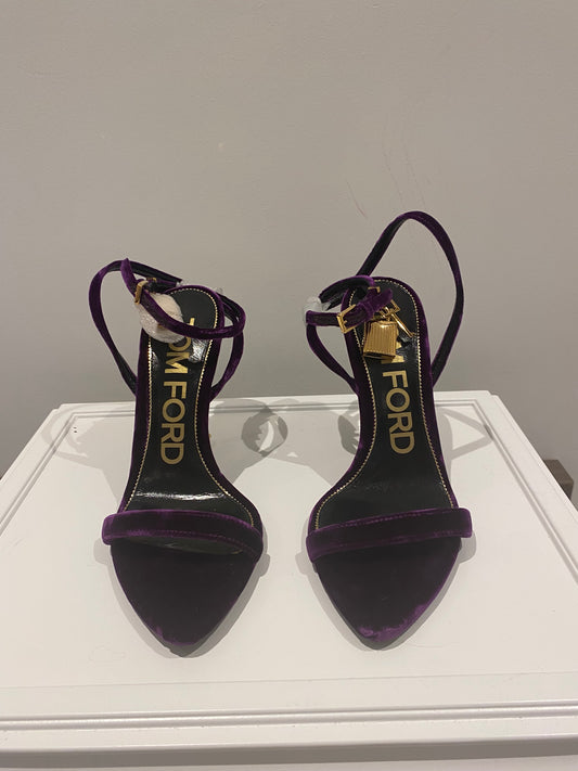 Tom Ford Purple Velvet Padlock Heels – EU 36.5