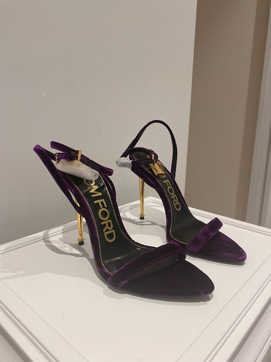 Tom Ford Purple Velvet Padlock Heels – EU 36.5